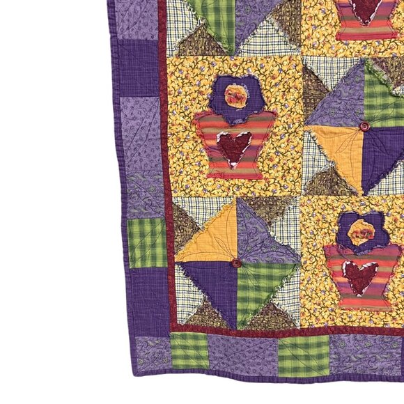 Handmade Country Farmhouse Patchwork Cottage Quilted Table Runner Floral - Picture 3 of 8